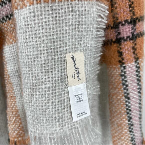 Universal Thread Scarf Wrap Plaid Tan Orange NWT - Picture 5 of 7